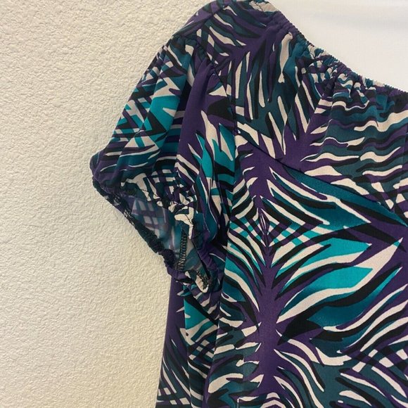 Worthington Abstract lines Geometric Print Top short sleeves Large - Picture 4 of 7